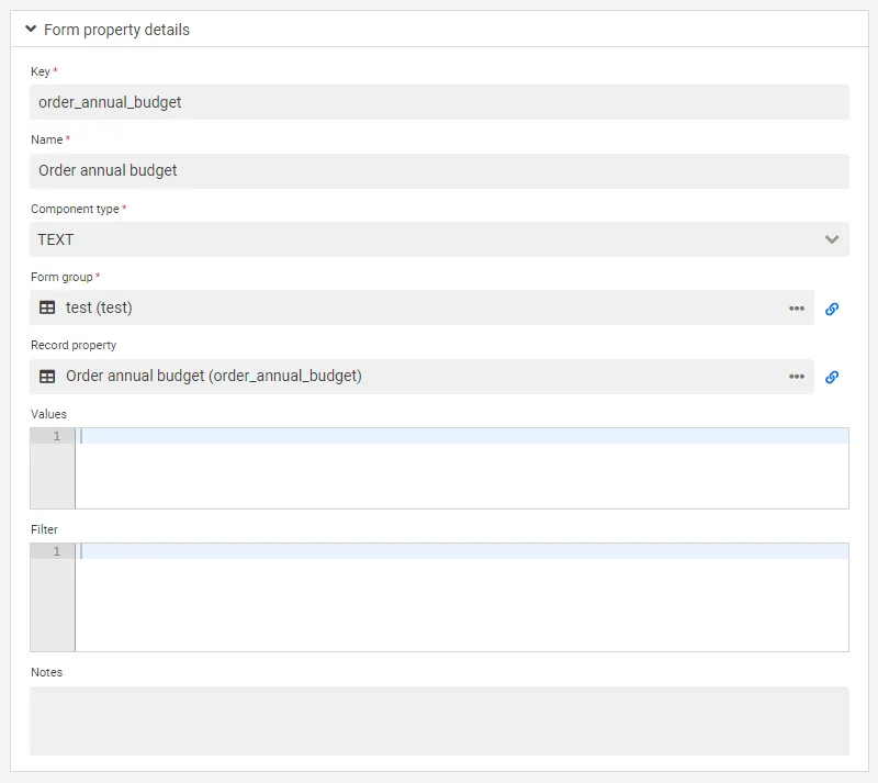 Select type of field