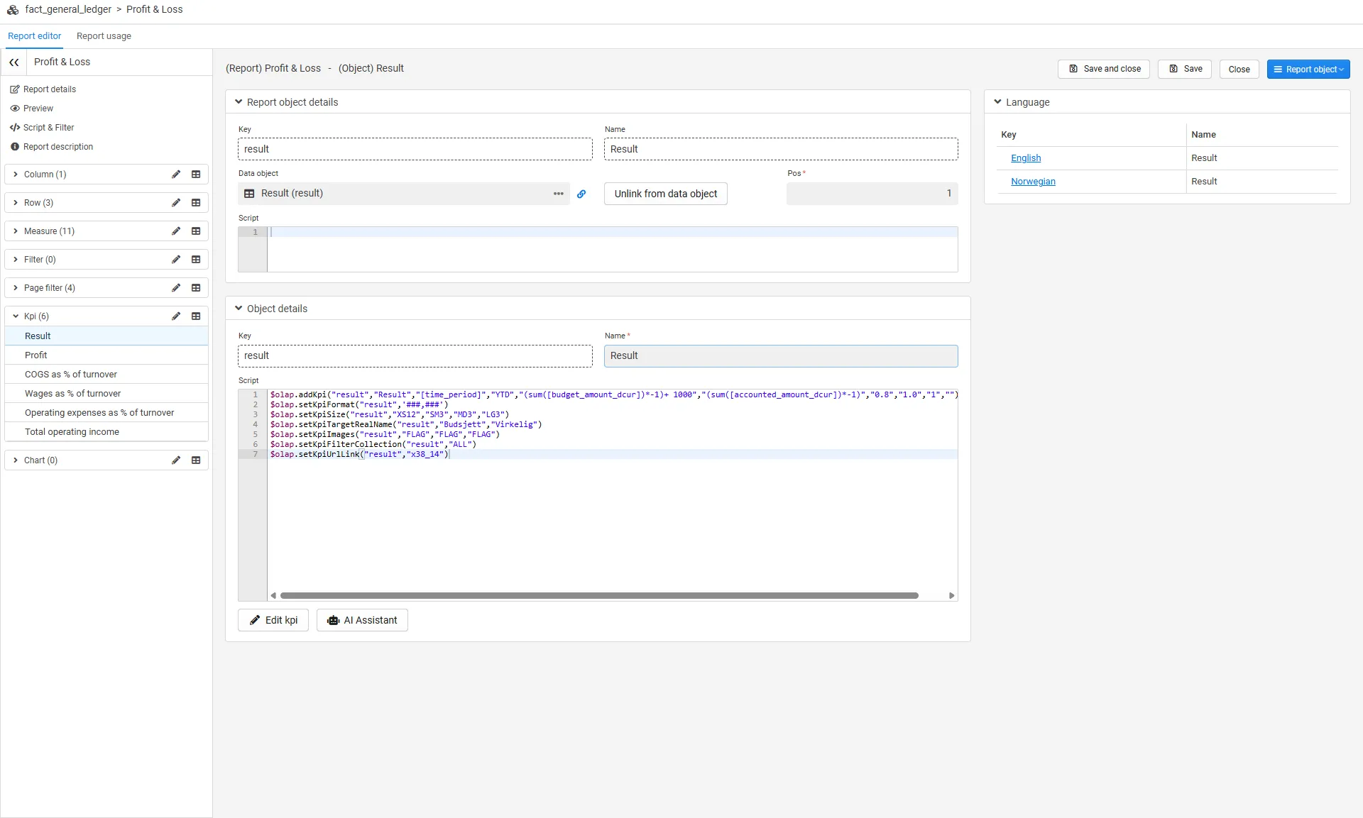 KPI object
