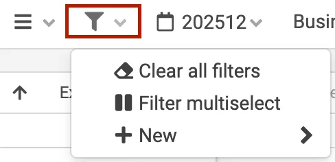 Filter menu