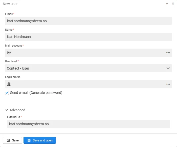 New user – details step