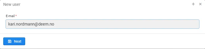 New user – e-mail step