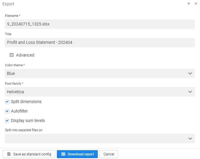 Export Dialog - Advanced