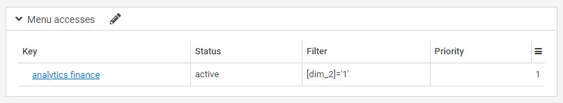 Report menu access filter