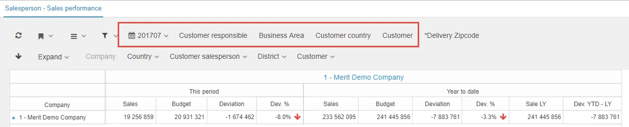 Report page filter 1