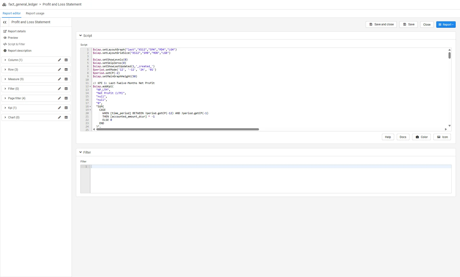 Script and filter