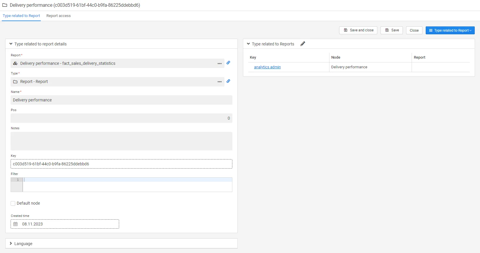 Type related to report