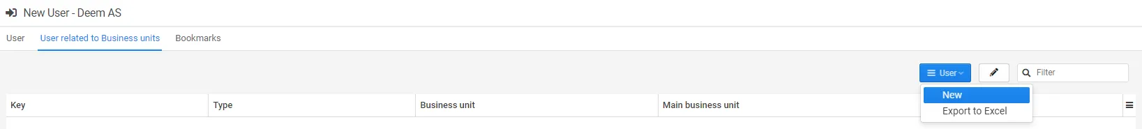 User related to business unit
